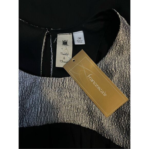 Needle & Thread Black Sleeveless Flowy Hi-low Holiday Party Dress Gold Bodice Ne - Picture 5 of 6